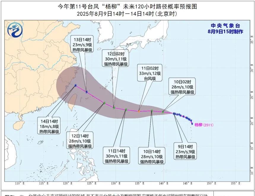 关于台风“杨柳”，虽然各大机构最新预报认为是靠近我国华东沿海且强度较弱，但当前有