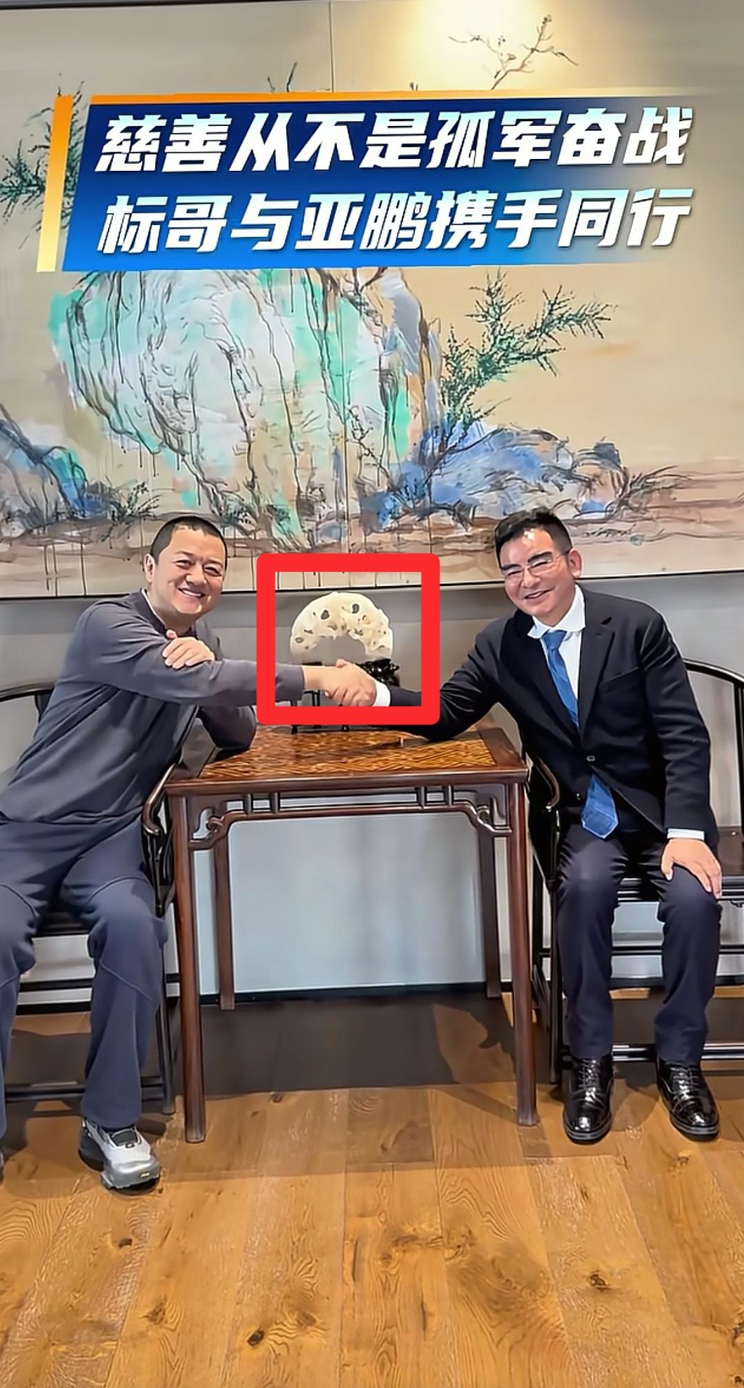 所有人都没有注意到李亚鹏和陈光标握手后面的石头原来是精心挑选的位置，“太湖石