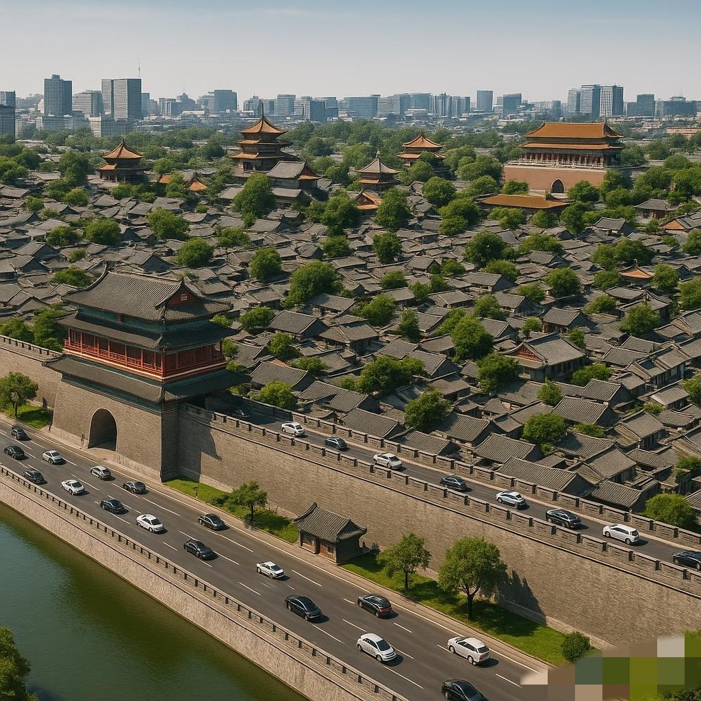 梁思成版的北京，如果存在，那样的话，北京就[赞][赞]，名副其实的超级古建筑群啊