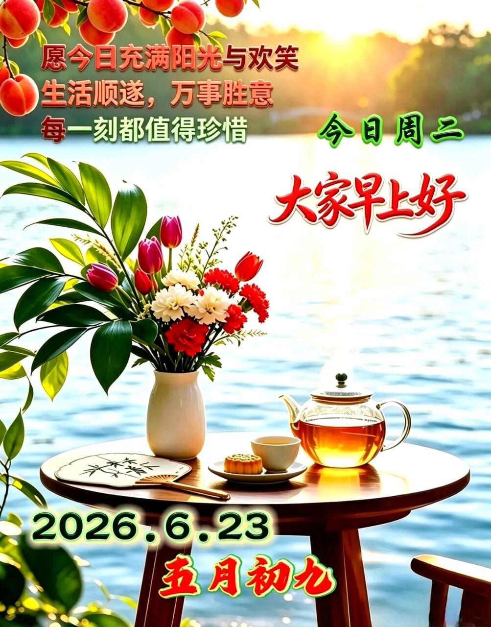 ☀︎❀晨起有微笑，所遇皆美好❀愿家人们坐拥从容，收获满心欢喜与好运✧日子温柔闪光