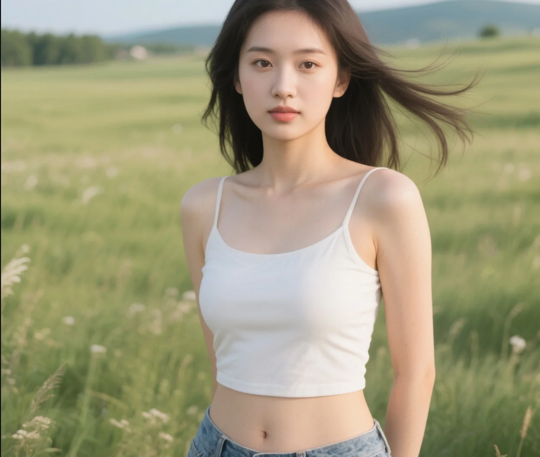 一袭长裙随风舞动，她是大自然最美的精灵。