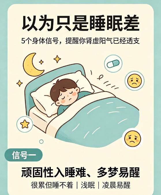 单纯以为睡不好！5个身体预警，说明你的阳气已经耗损过度✅信号一：顽固性入