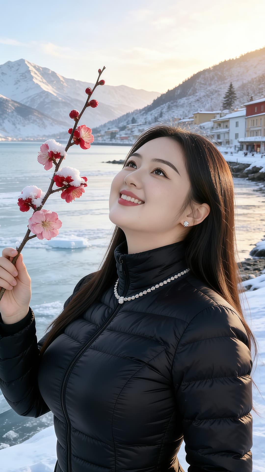 冬日暖阳下，雪中赏花，感受大自然的美好与宁静。🌸🌨️💕