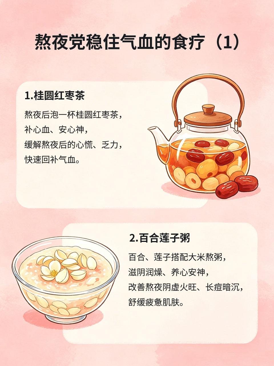 熬夜党救星！简单食疗稳住气血不垮脸长期熬夜最耗气血🌙，容易出现脸色暗沉、长痘