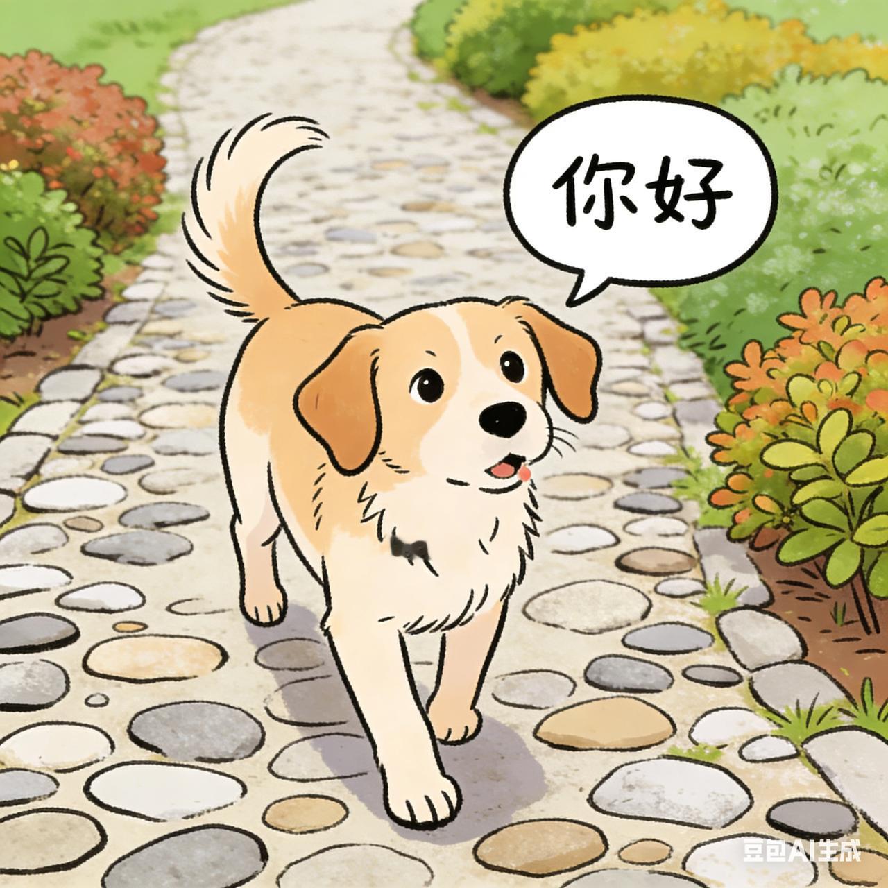 劳累的一天的我，在下班回家的路上，忽然遇到一个可爱小狗狗"旺旺"来打招呼，你好呀