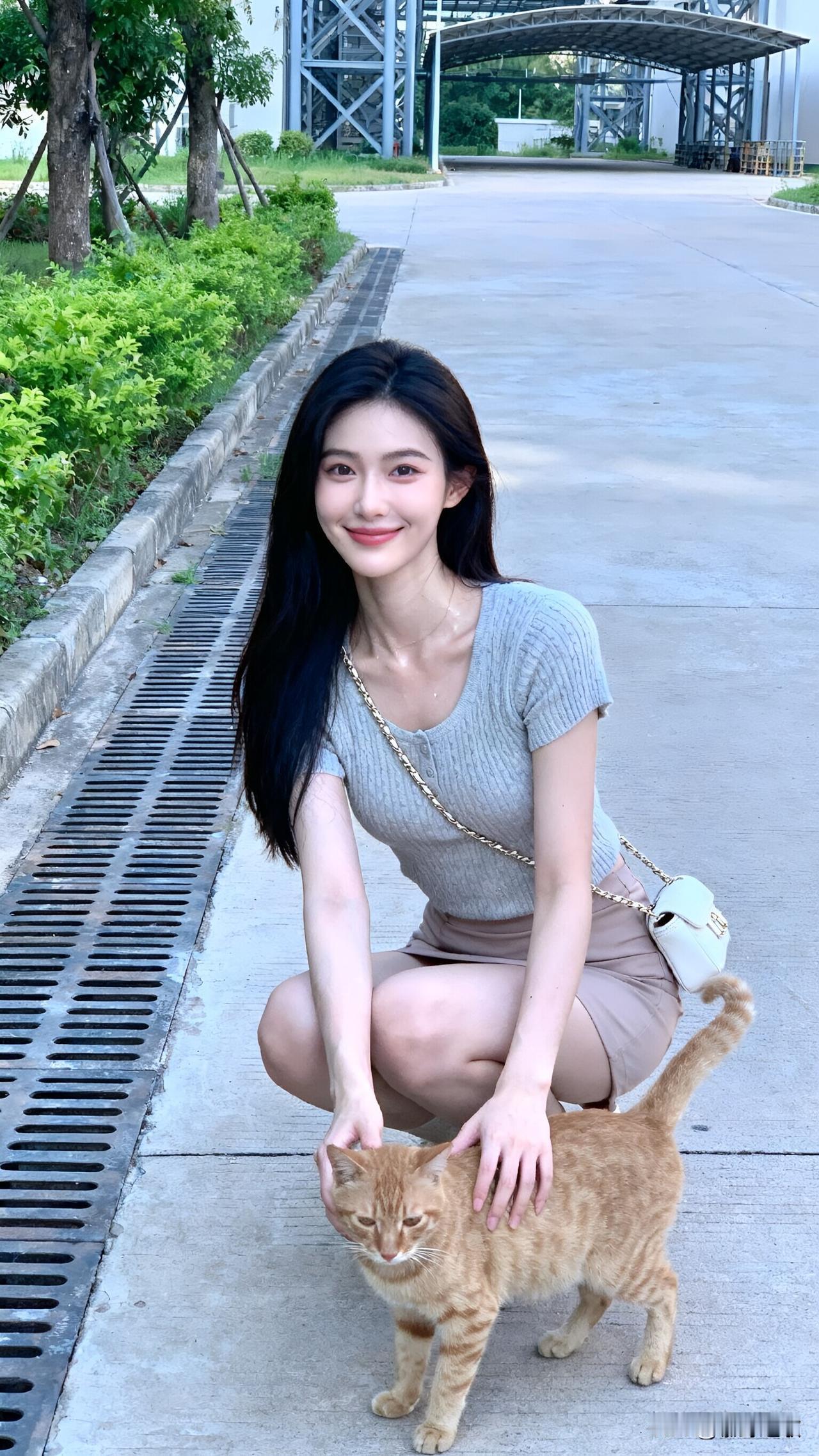 甜妹与橘猫同框太治愈！这组抓拍直接萌化人心谁能拒绝甜妹和橘猫的神仙同框画面