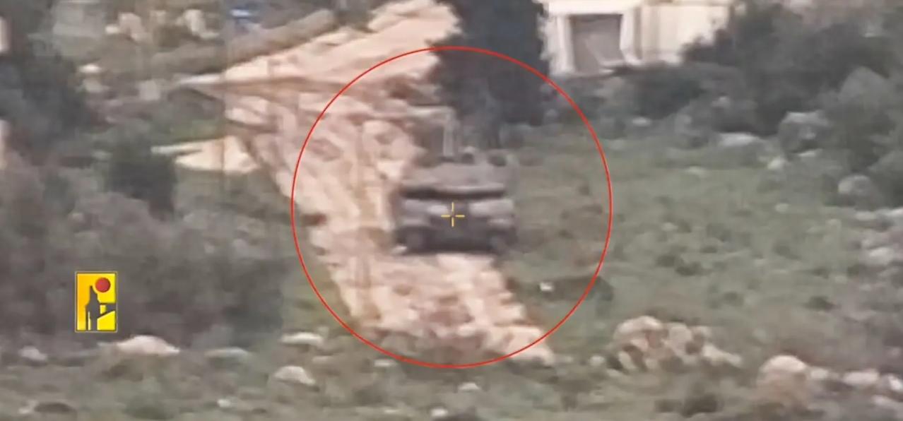 黎巴嫩真主党继续发布打击以军梅卡瓦主战坦克的视频，这次是发射反坦克导弹进行打击。