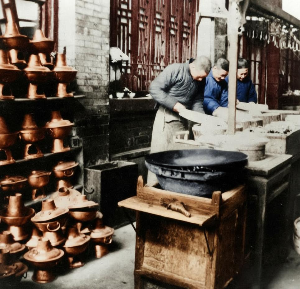 这组老照片摄于民国时期的北京，真实捕捉了老字号饭馆的后厨与堂食日常，充满浓郁的老