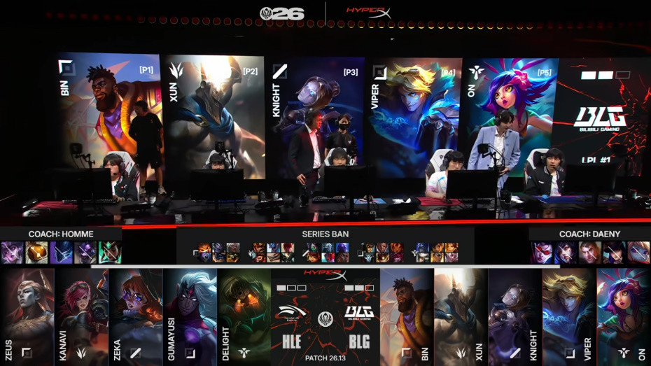 BLG vs HLE第四局BP: Zeus末选亚恒对位Bin奎桑提