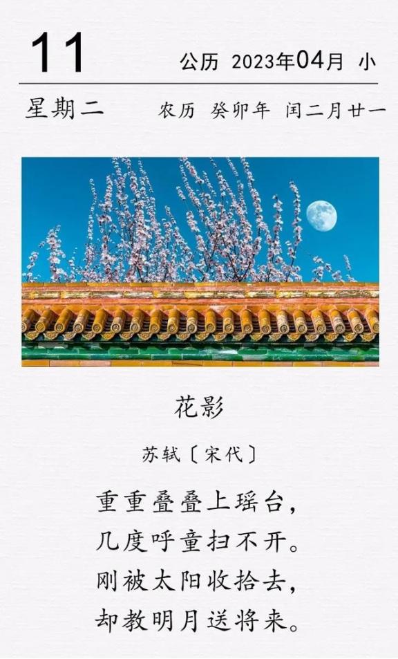 这是宋代诗人苏轼的一首讽喻诗。在宋代那个变法风起云涌的年代，花影层层叠叠地铺