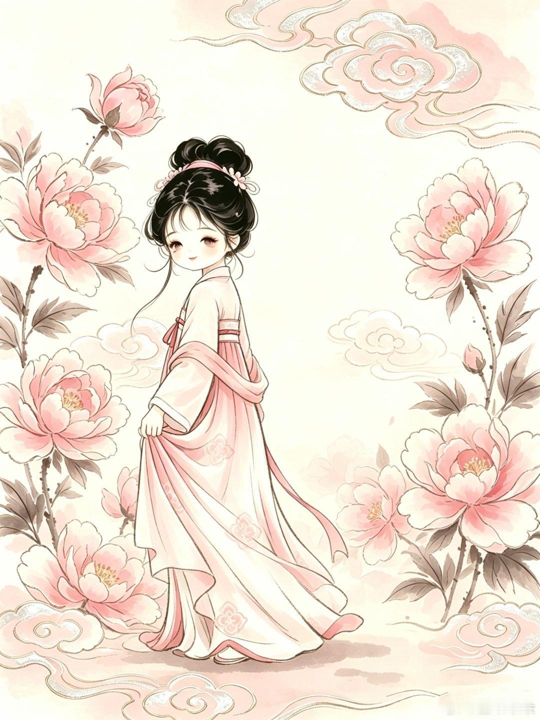 Q版古风插画萌妹头像