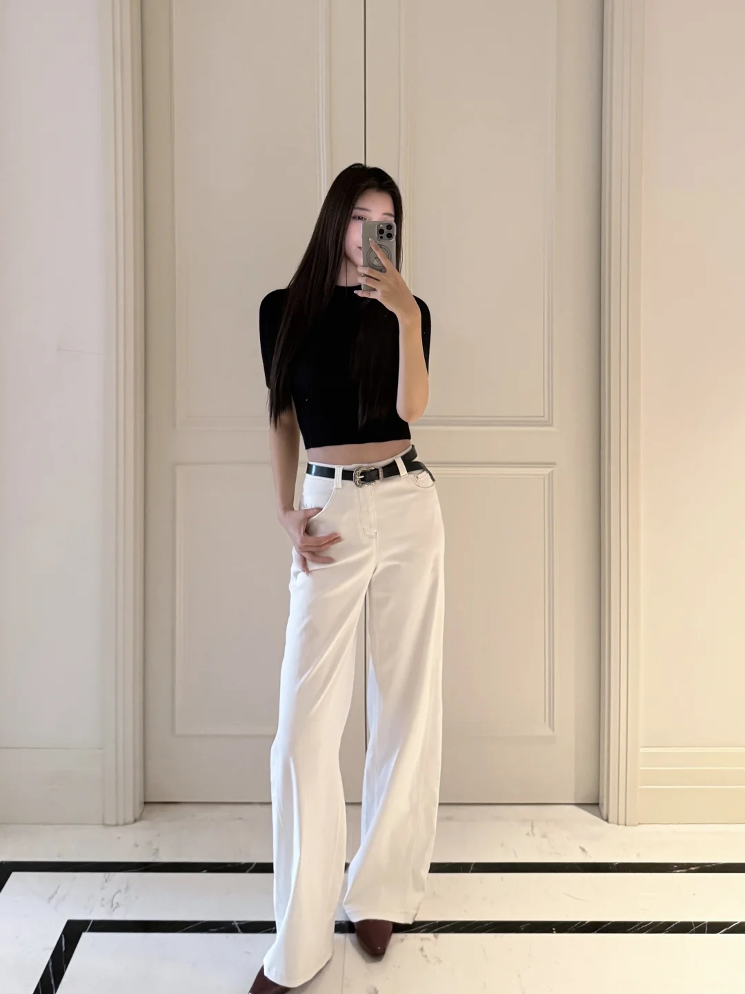 进口线➕进口缝纫机缝制的白牛仔裤👖