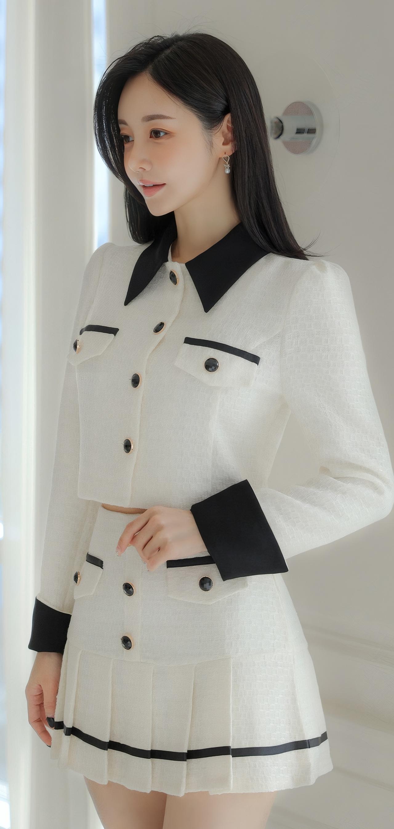 优雅少女风，黑白撞色连衣裙，甜美可人！👗✨