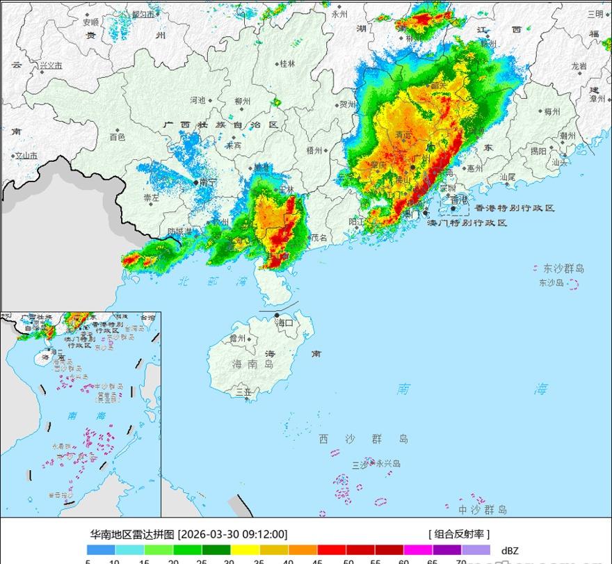 继昨天下午之后，从今天凌晨开始，新一轮强对流云系从中越边境入境广西，自西向东一路