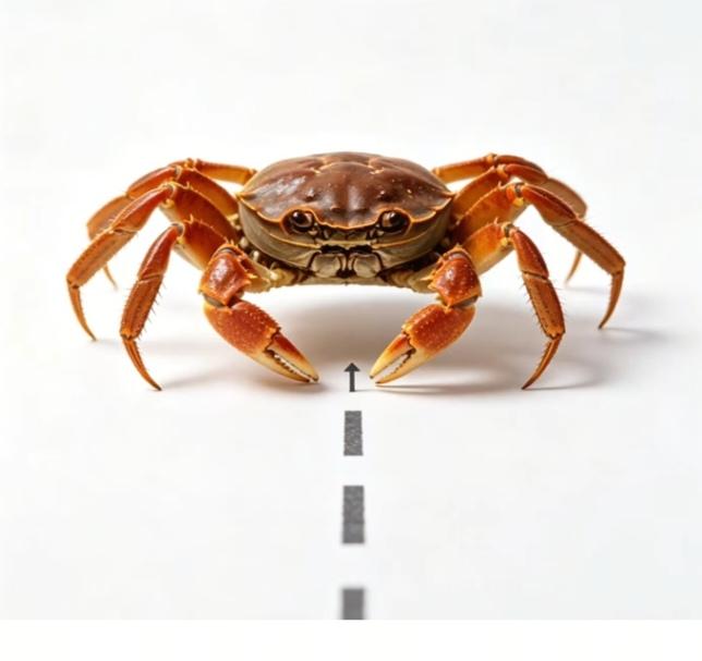 图中画面真有趣；一只螃蟹在展示；动动的的大脑来；猜个适当的成语。