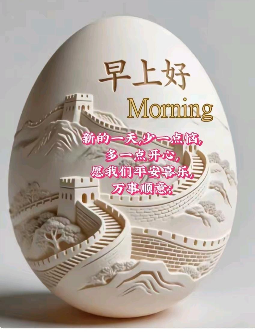 〔欣赏图片〕图中画面真给力；鸡蛋壳上雕长城；艺术作品真的好；欣赏作品心情