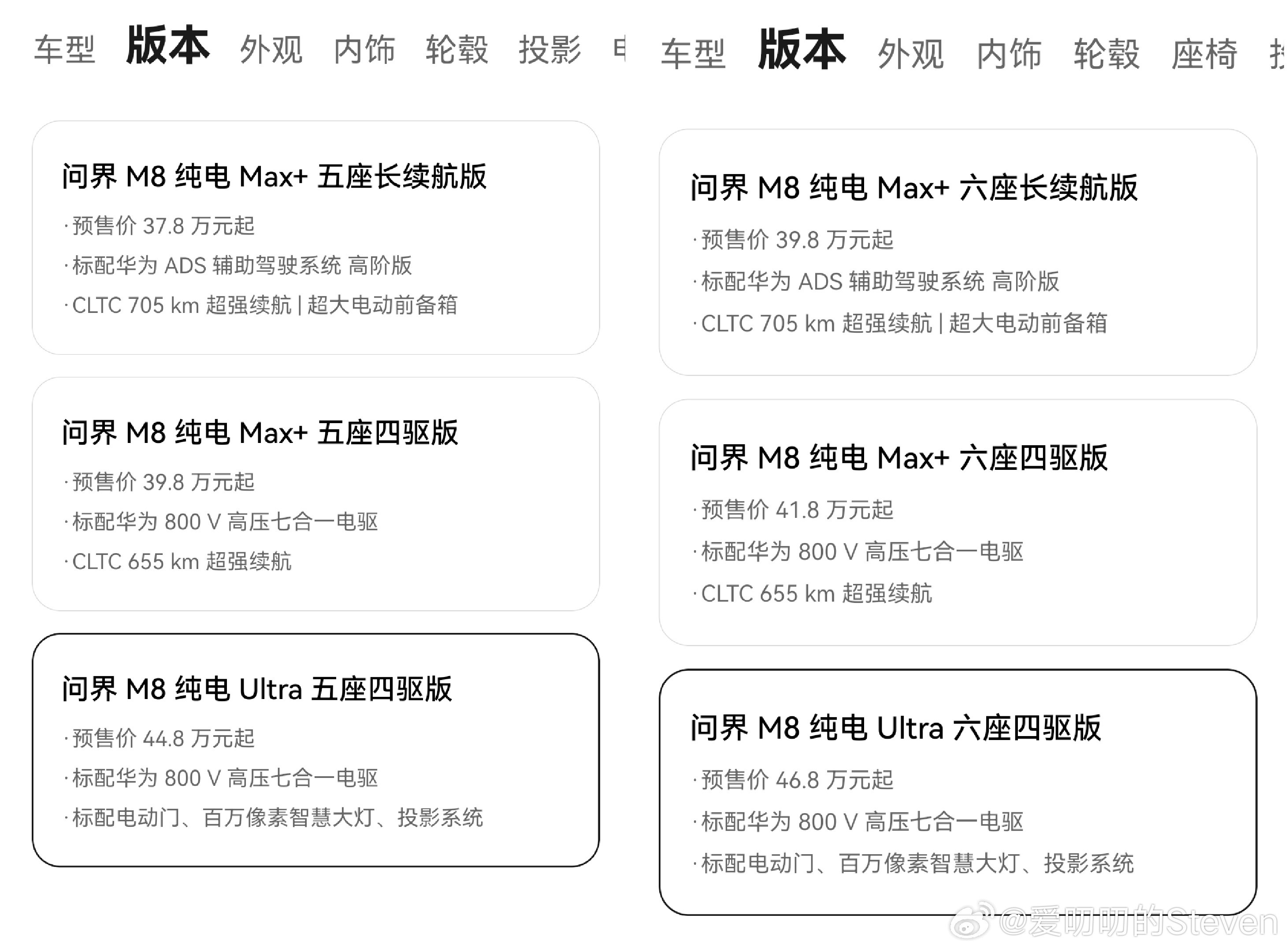 问界M8纯电版小定开启37.8万起全新配色夜紫限时免费，新增松露棕内饰这个