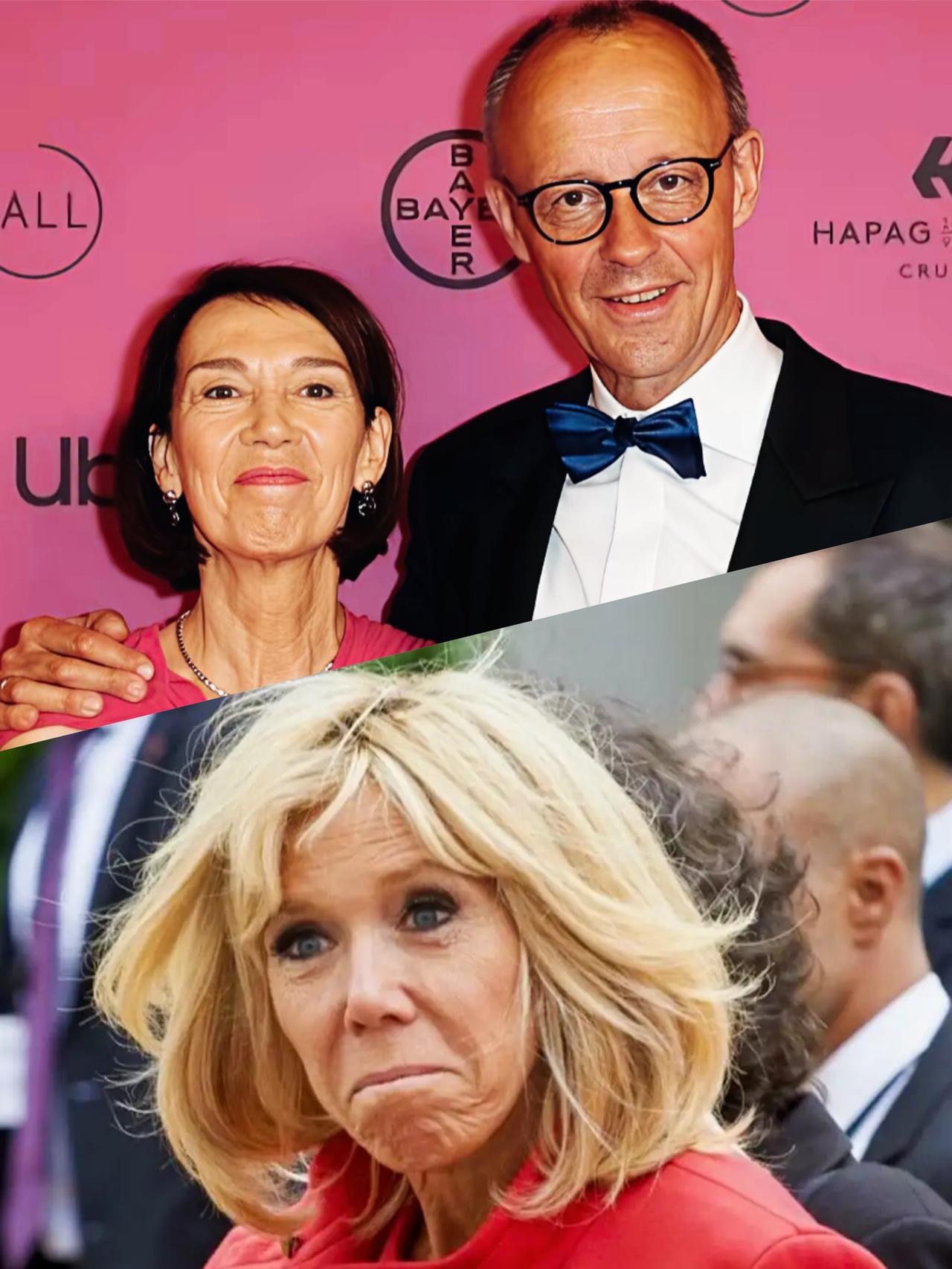 马克龙妻子和默茨妻子两人谁的表情更有特点呢？马克龙妻子的表情和默茨妻子的表情各