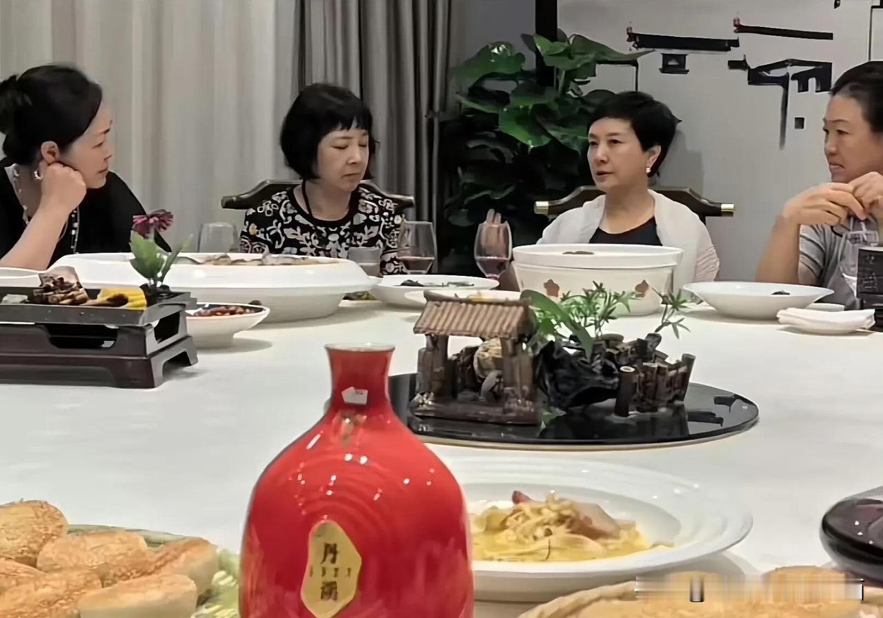 岁月不饶人啊，穿白色T恤的这位曾经可是古典美女，饰演过“王熙凤”的经典角色，如今