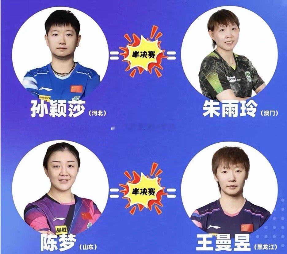 女单进入最强白热化！如果孙颖莎要夺冠，必须要赢:先是朱雨玲再是陈梦和王曼昱的胜者