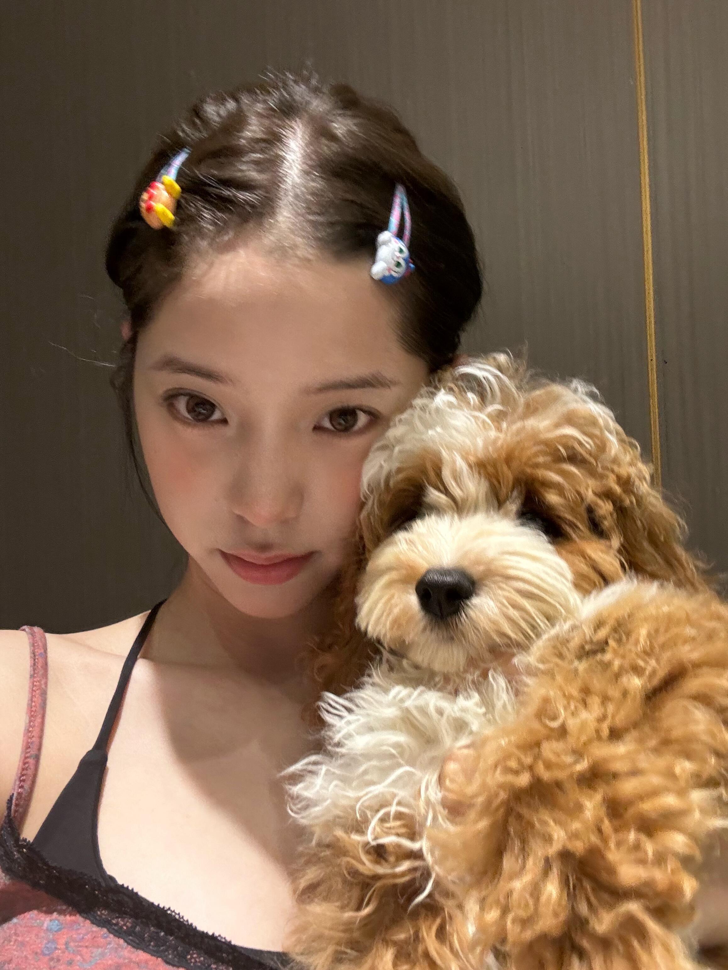 欧阳娜娜和她的宠物小狗Moosey的日常🐕🤎