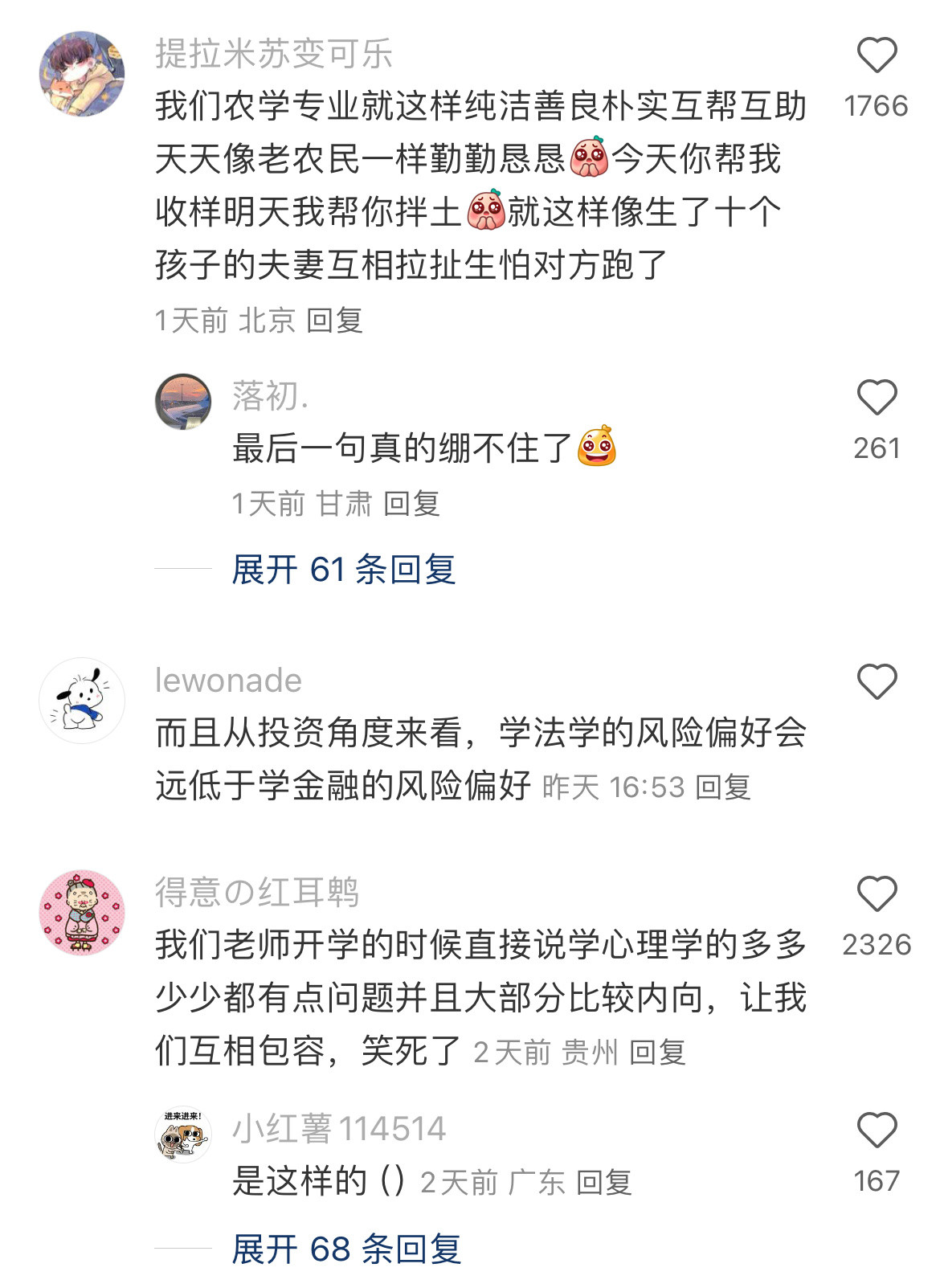 发现性格和专业也有很大关系