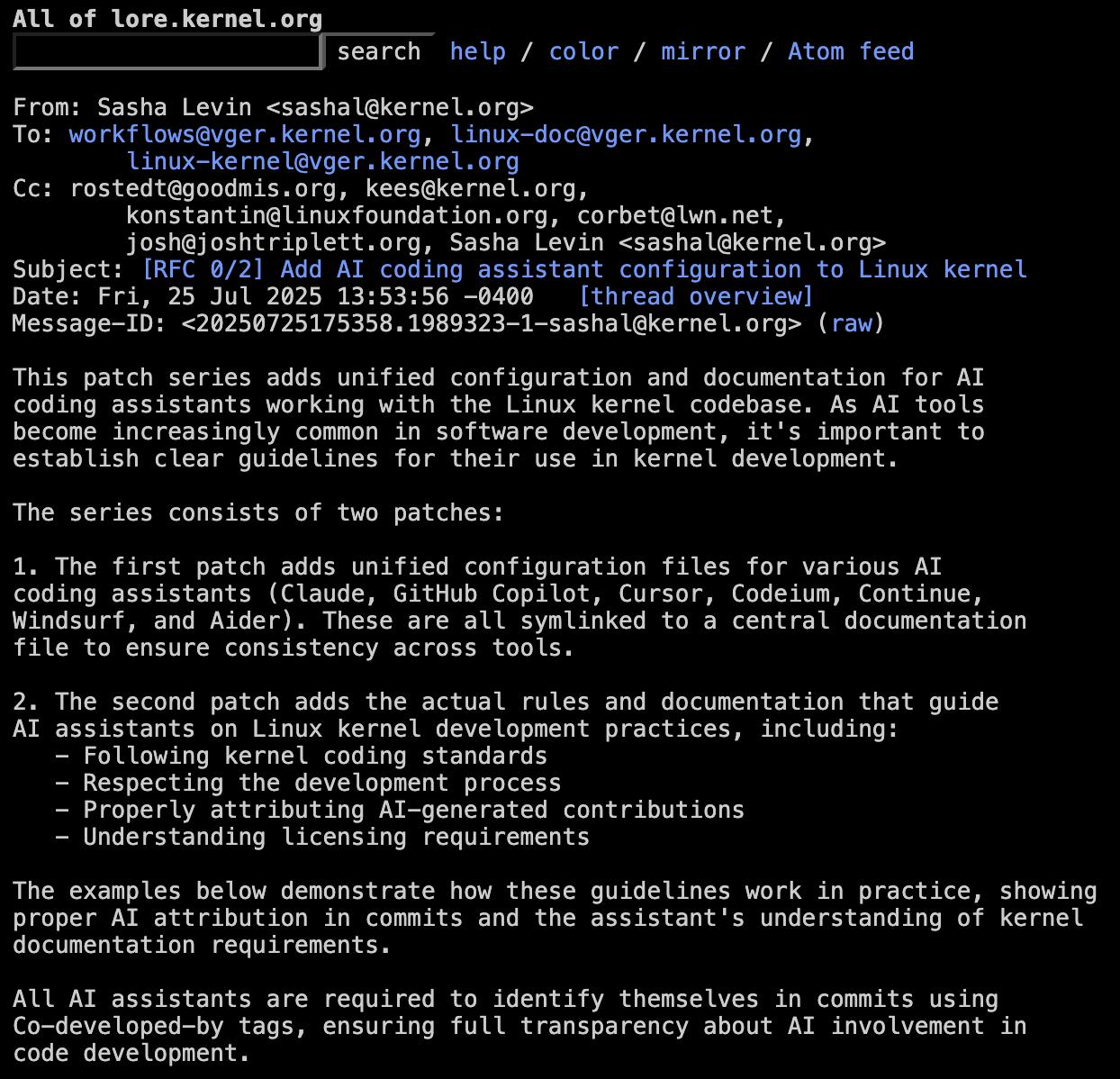 Linux要求标注AI写的每一行代码，英伟达工程师推动透明开发新规范L