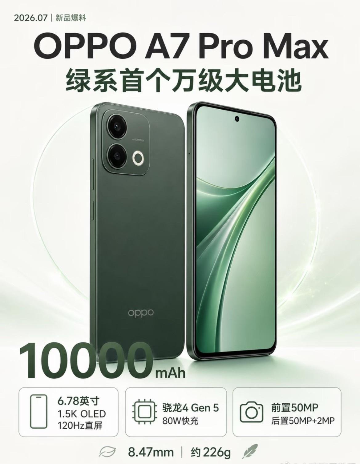 超薄机身！OPPOA7ProMax搭载万毫安电池OPPOA系列这次真