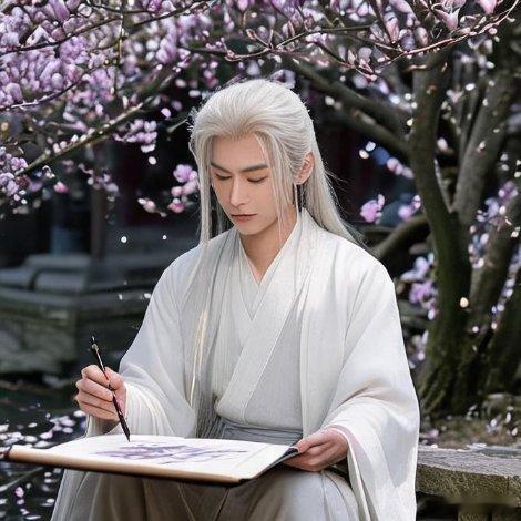 遇见艺术新城事微小说《紫玉兰笺》暮春山谷，漫山紫玉兰如云霞漫铺。白衣书生沈砚背