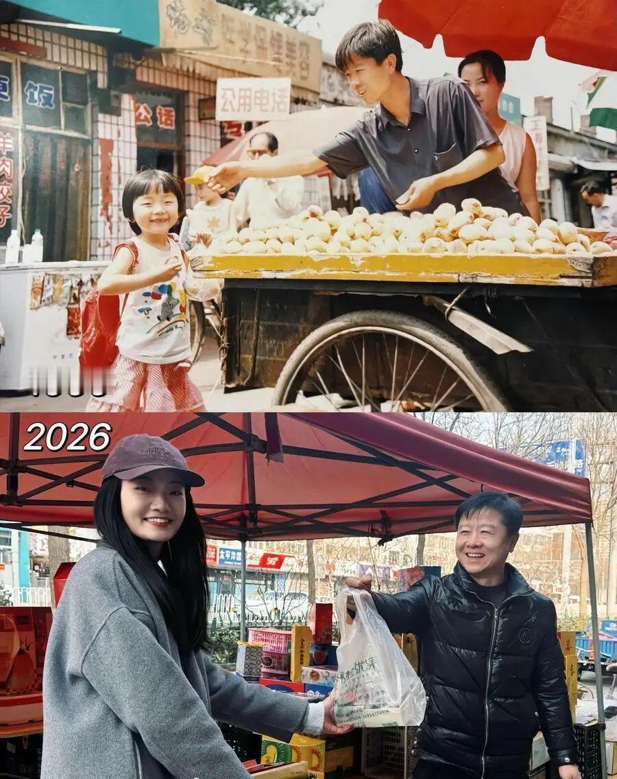 1999年，山西太原。3岁半的小姑娘跟着父亲路过街边水果摊，卖杏的杨国平笑着
