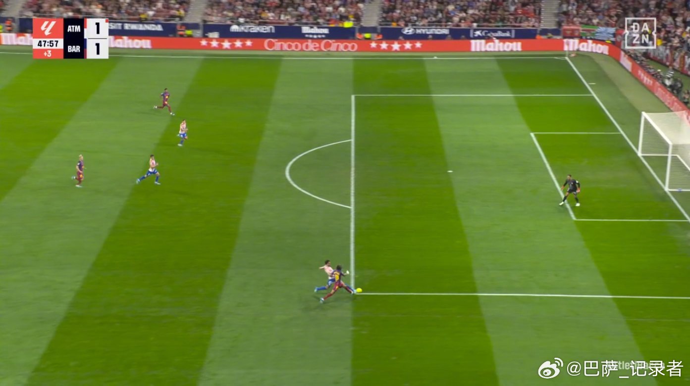 巴塞罗那客场2-1马德里竞技比赛关键判罚复盘：上半场补时阶段，尼科·冈萨雷斯在禁