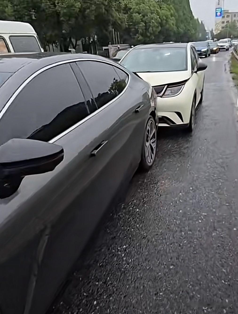 灰车：“啥？车尾撞不过车头？兄弟，你车身这么硬的吗？”比亚迪海豚：“那是，曾经