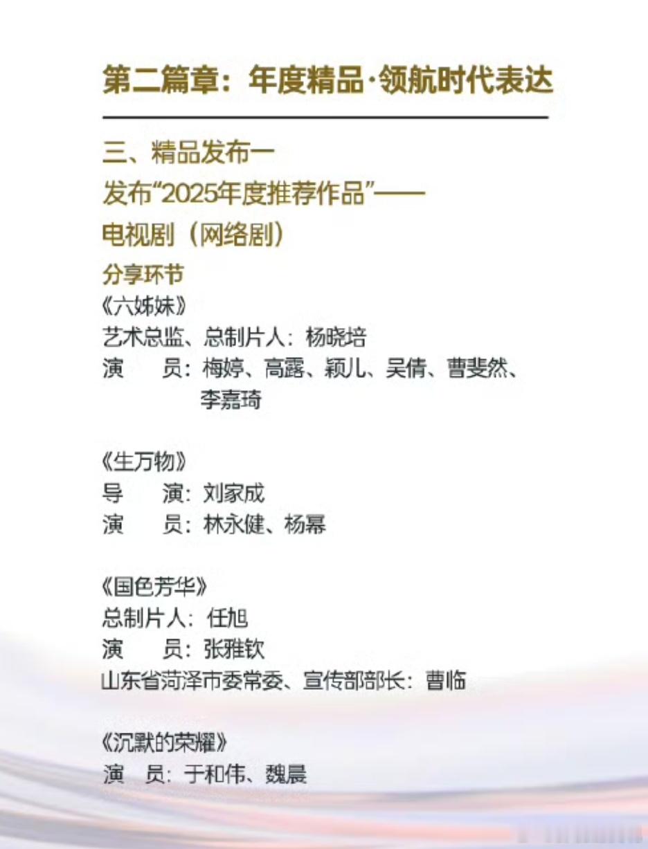 2025年度推荐作品,年度爆款剧王藏海传竟然不在其中?国色芳华年度精品梅婷、陆