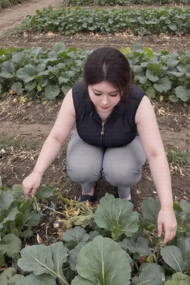 在那片生机勃勃的菜地里，我就是辛勤的守护者。或蹲或俯，专注于手中的菜苗，轻柔拨弄