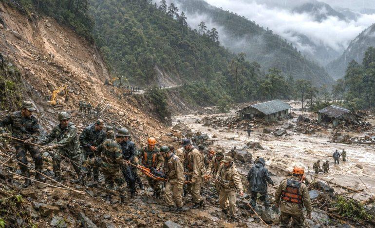 藏南多地山区遭受季风性暴雨袭击，洪水淹死当地印军和筑路工人8月15日起，藏南多