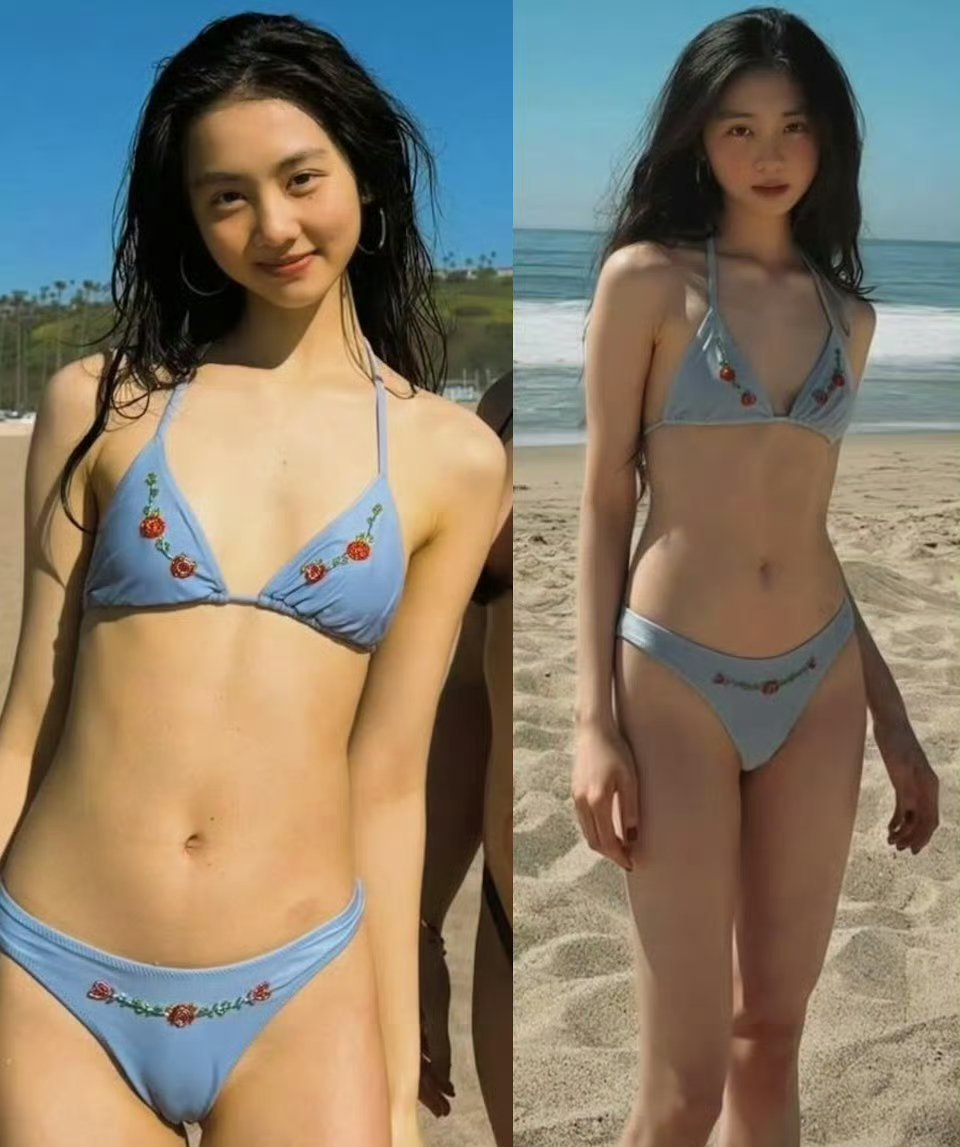 黄多多海边比基尼黄多多20岁身材不得不说身材是真好像妈妈黄多多真的好美，身上那