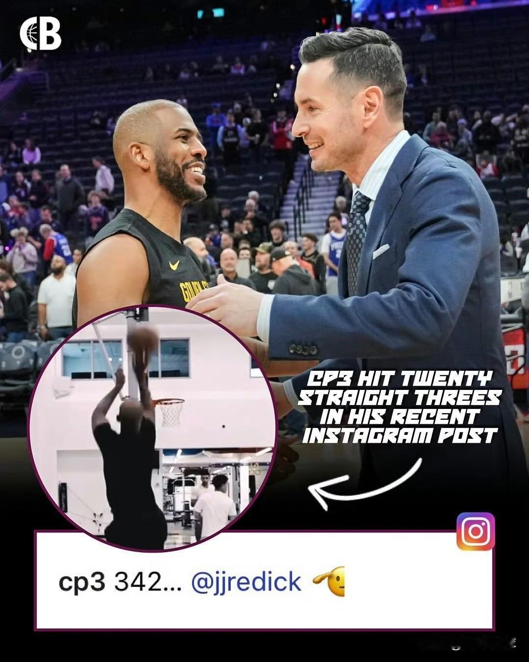 在线求职！保罗喊话雷迪克！今天，老将克里斯-保罗在社交媒体上发布了一段他连续