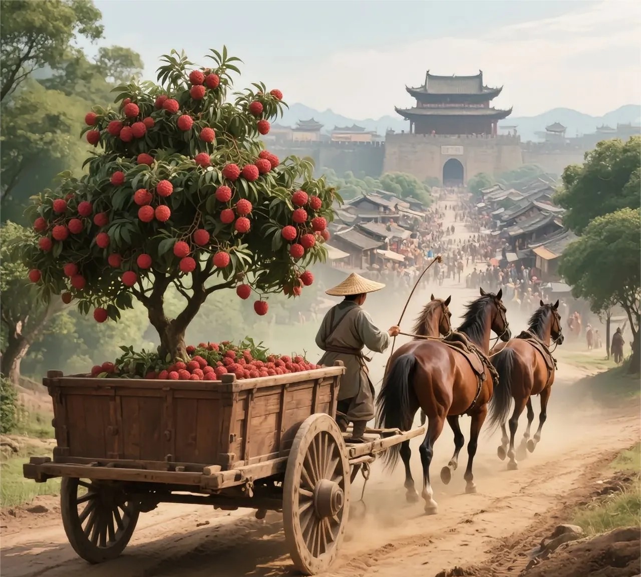 如果我是《荔枝使》，我会怎么运荔枝。首先我会用鸽子来运送，一万只鸽子，每只背上驮