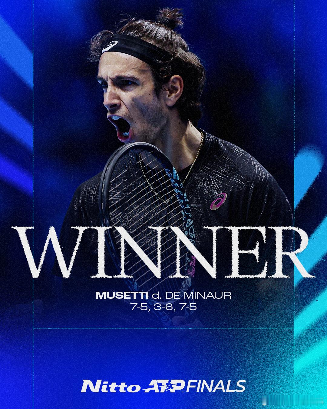 年终首胜☝️日东吉米·康纳斯组，9号种子穆塞蒂决胜盘化解对手发球胜赛局，以7-