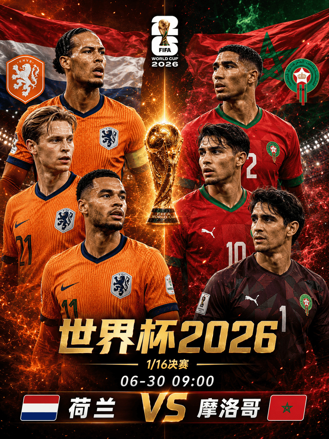 🏆世界杯1/16决赛前瞻｜荷兰VS摩洛哥：利刃破坚盾！橙衣军团遭遇“