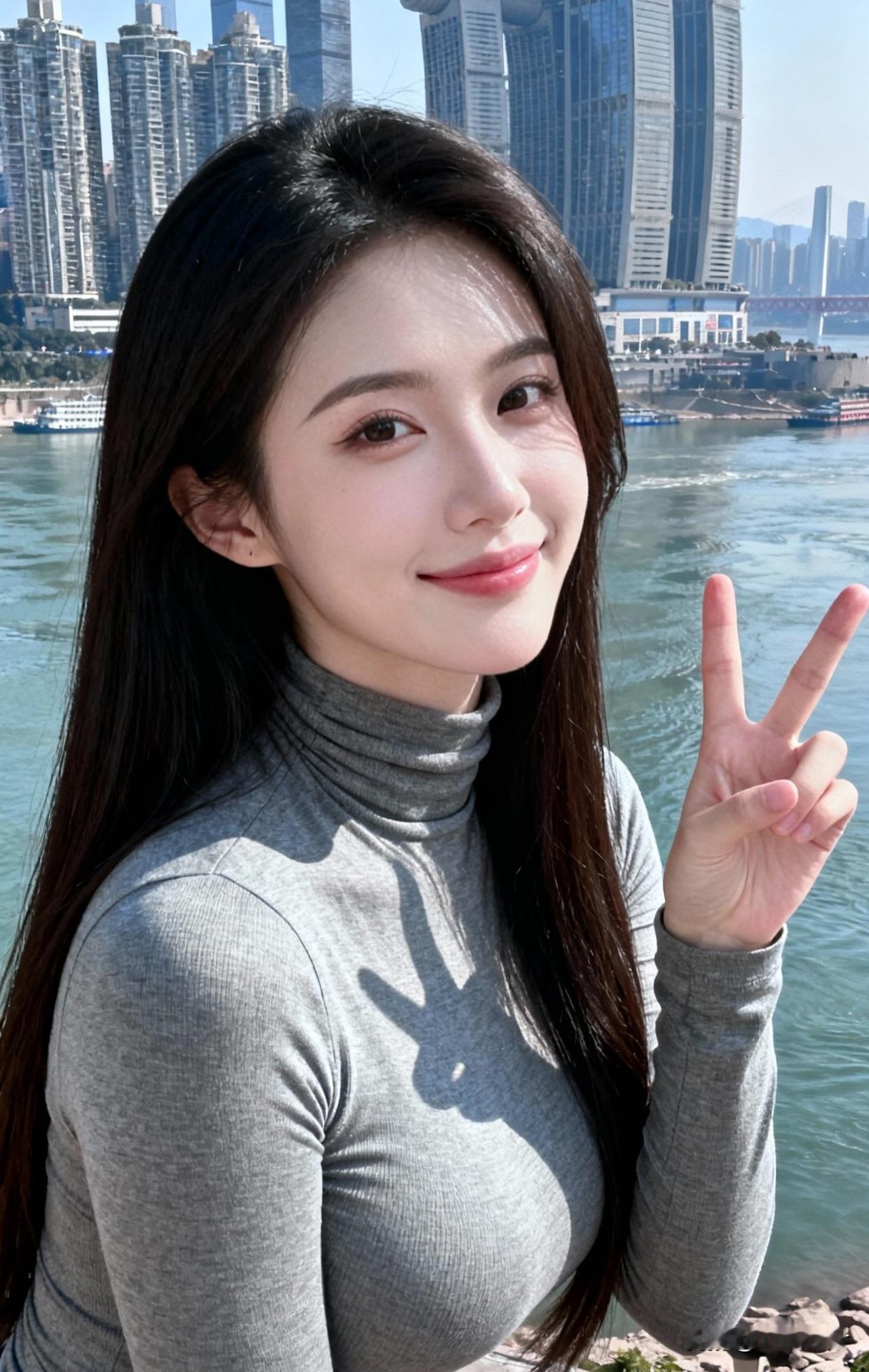 水天一色处，笑语盈盈间。