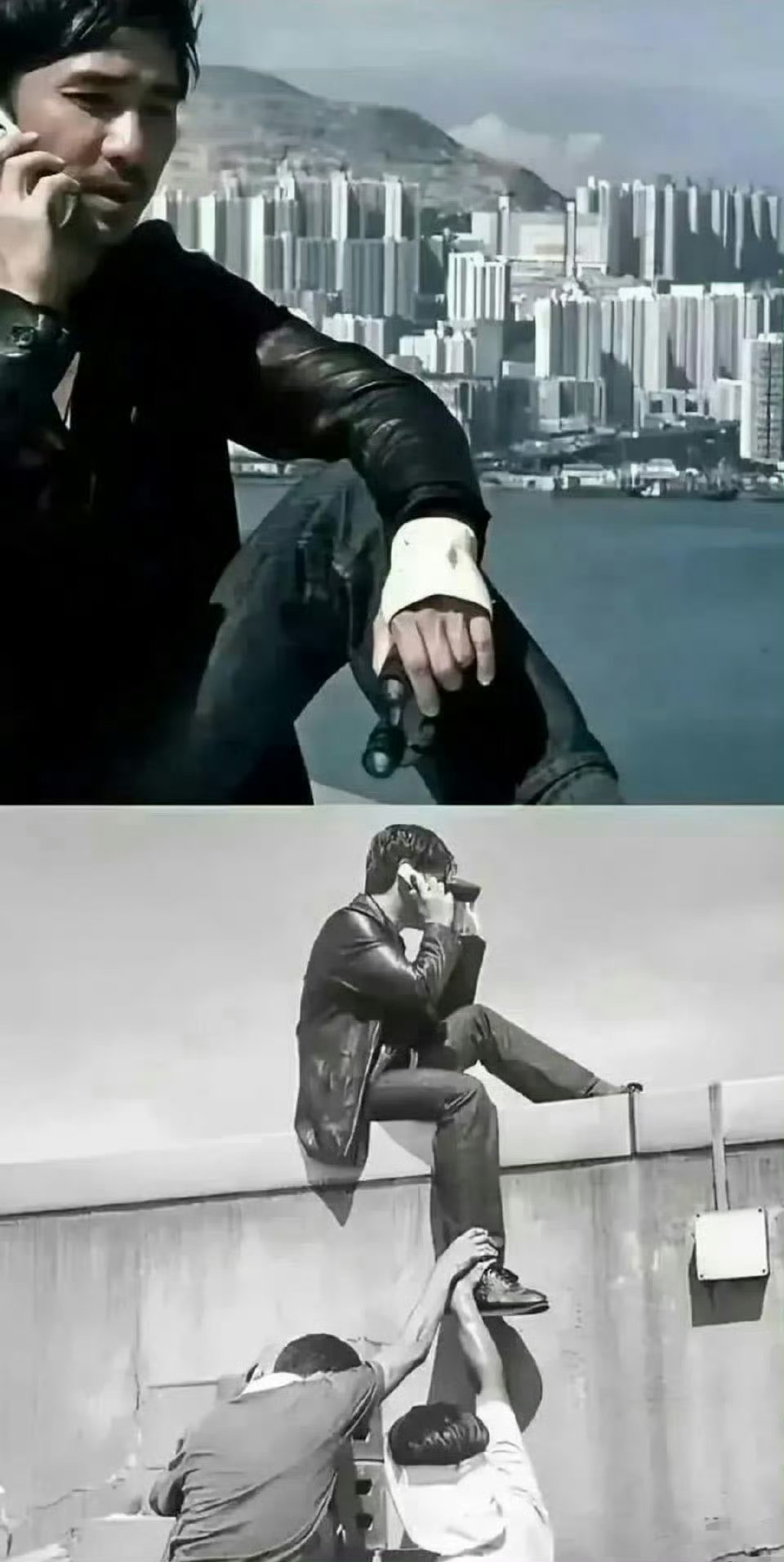 看了十几年电视，才知道在楼顶打电话的镜头是这么拍的，以前都白看了