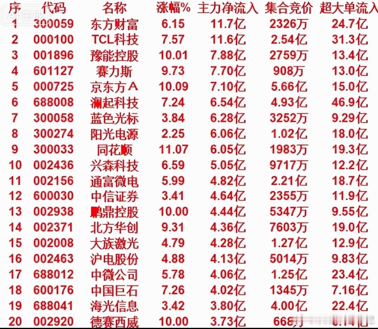 5月21日开盘45分钟，主力资金“买入的”的名单一览！