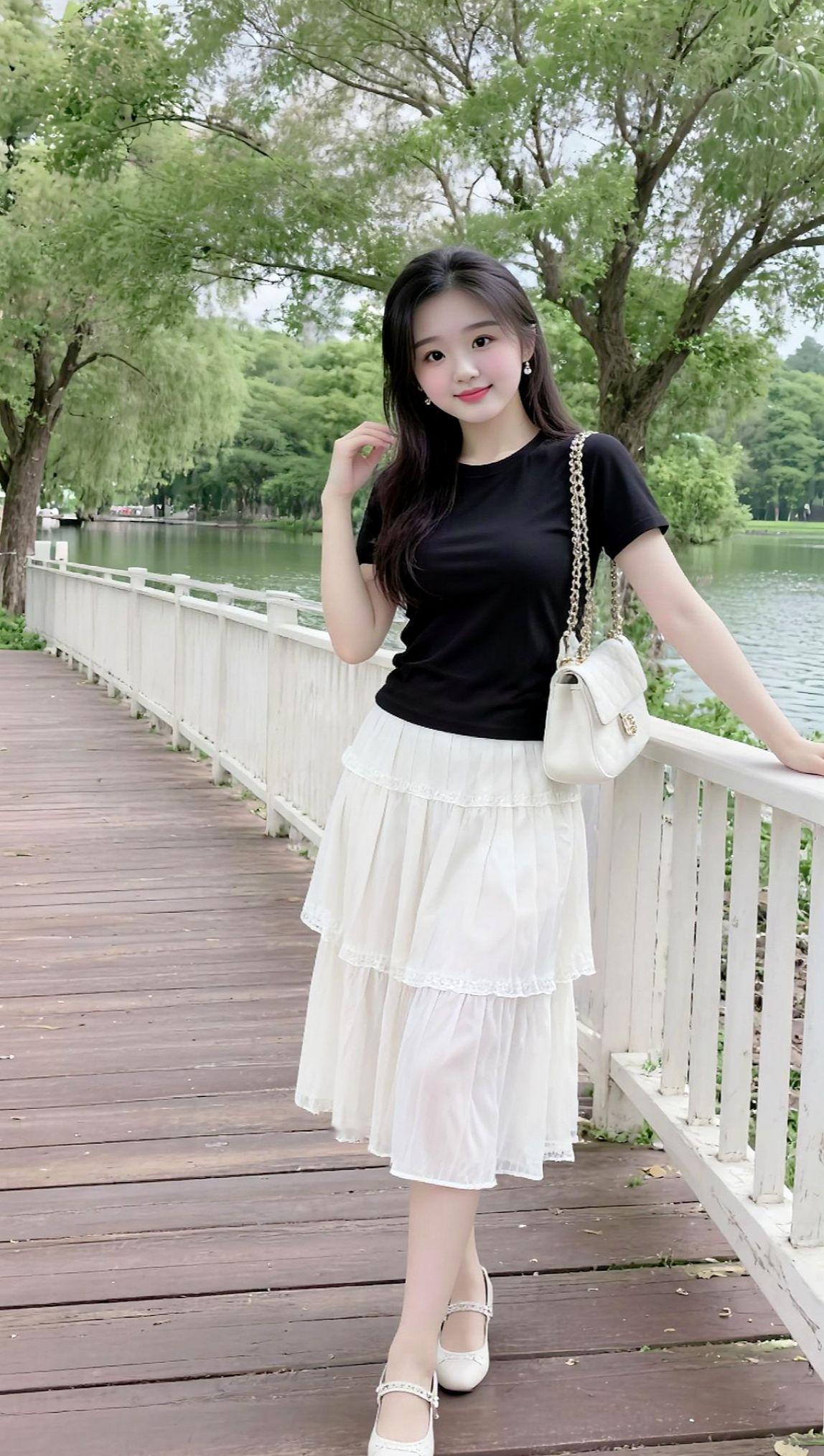 湖畔小姐姐湖边美景个人