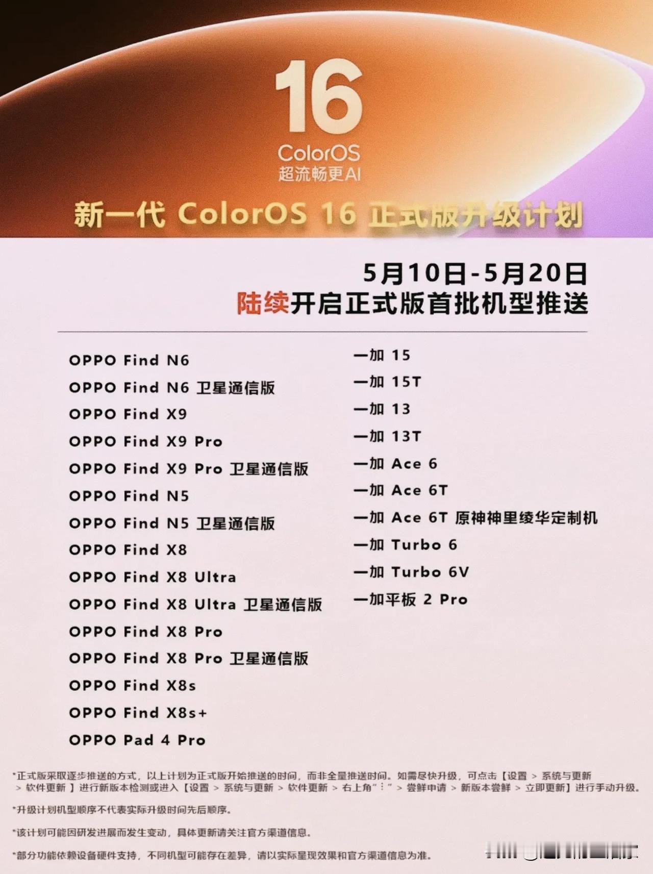 ColorOS16推送时间表出炉！老旗舰也能再战三年，这波“不放弃”太圈粉了