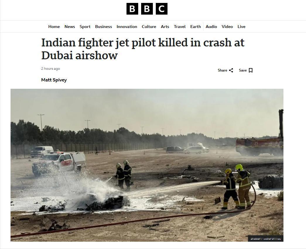 印度光辉战机的飞行员这次没有之前自己同僚的好运气了。迪拜航展官方确认，印度斯