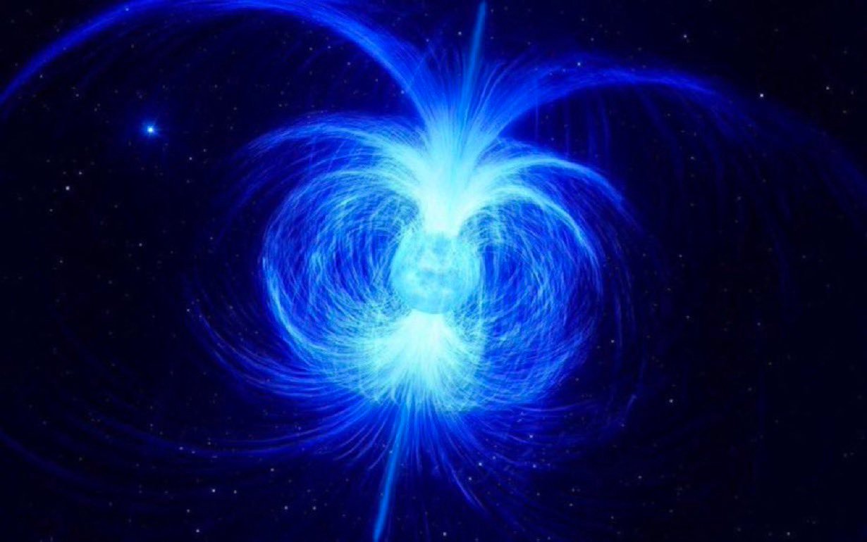磁星是一种独特的中子星；其密度极高，估计其磁场强度大约是地球的千万亿倍。如果你距