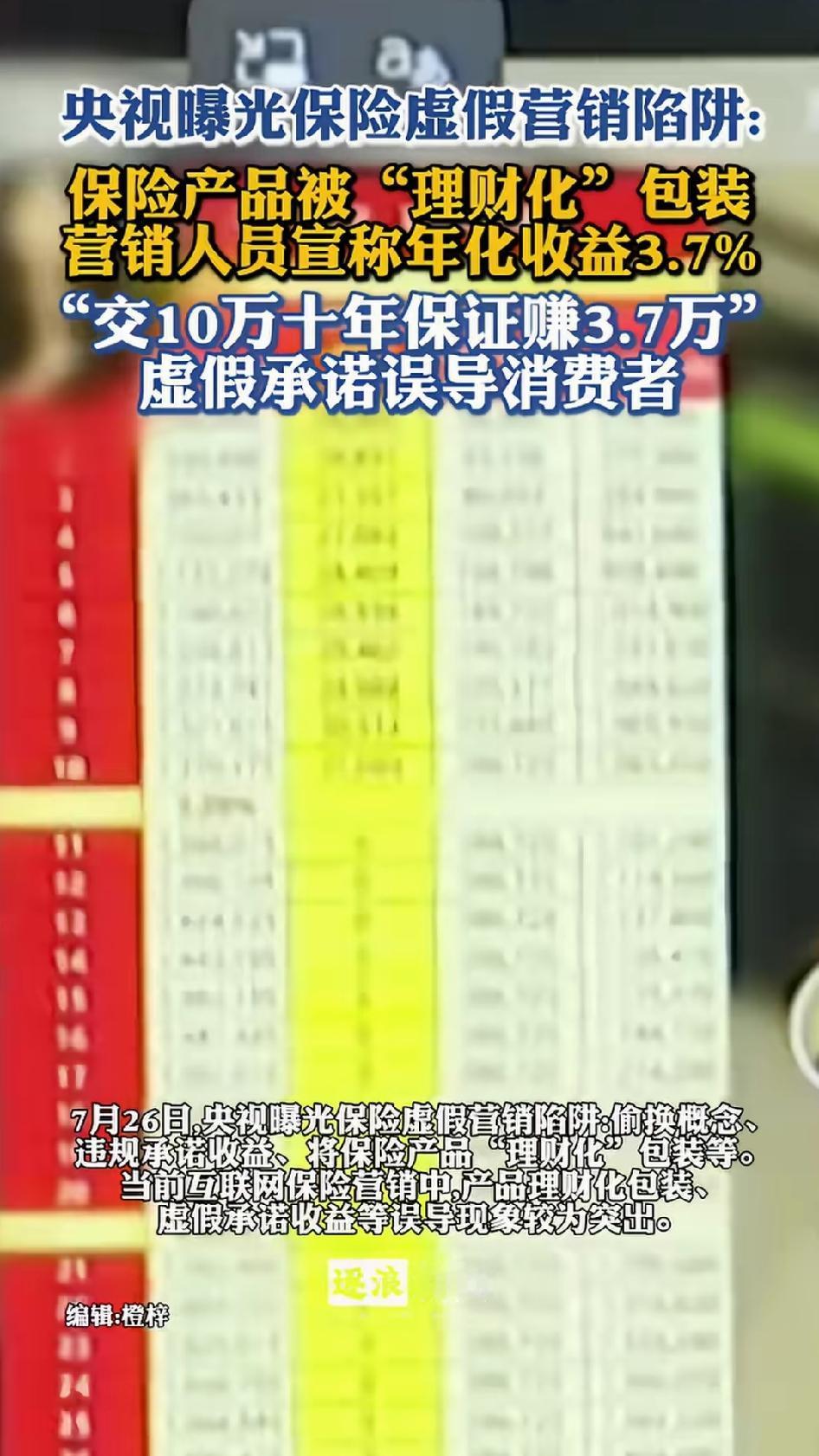 央视《每周质量报告》曝光线上保险营销的套路。很多主播、代理人在推销年金险、增额终