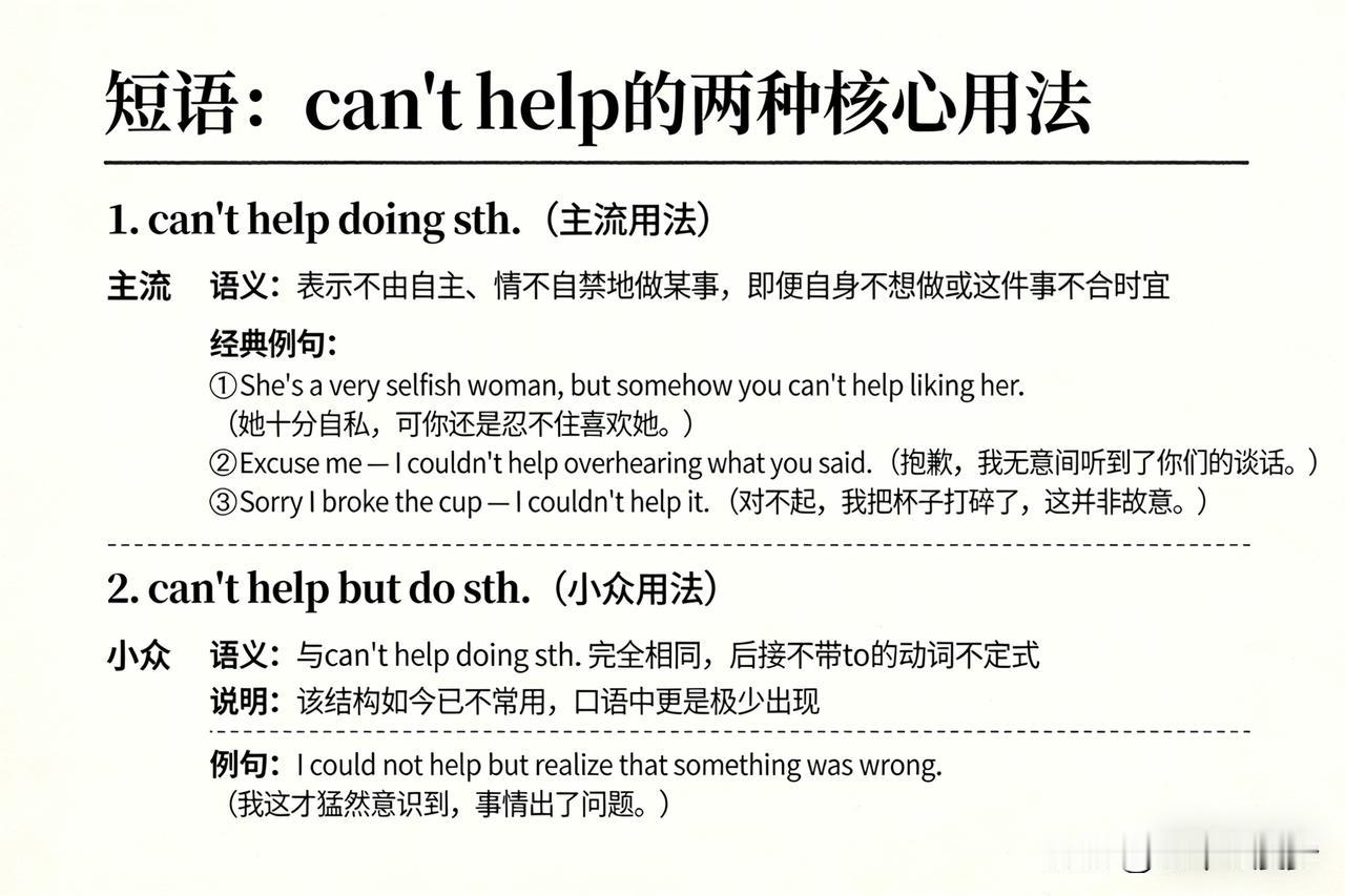 英语学习笔记📝🔑短语：can'thelp的两种核心用法1.c
