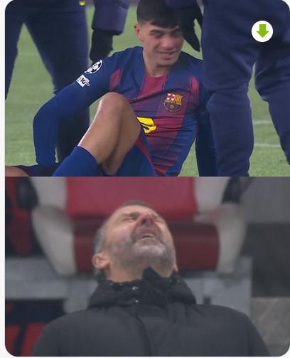 本轮欧冠比赛，巴萨4:2顺利拿下，但是中场核心佩德里在60分钟时因伤下场，教练弗